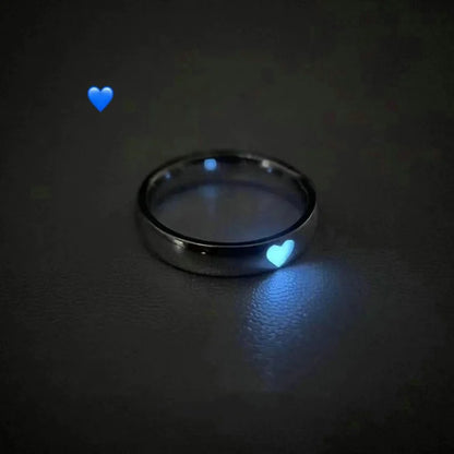 Couples Love Heart Ring Glow In Dark