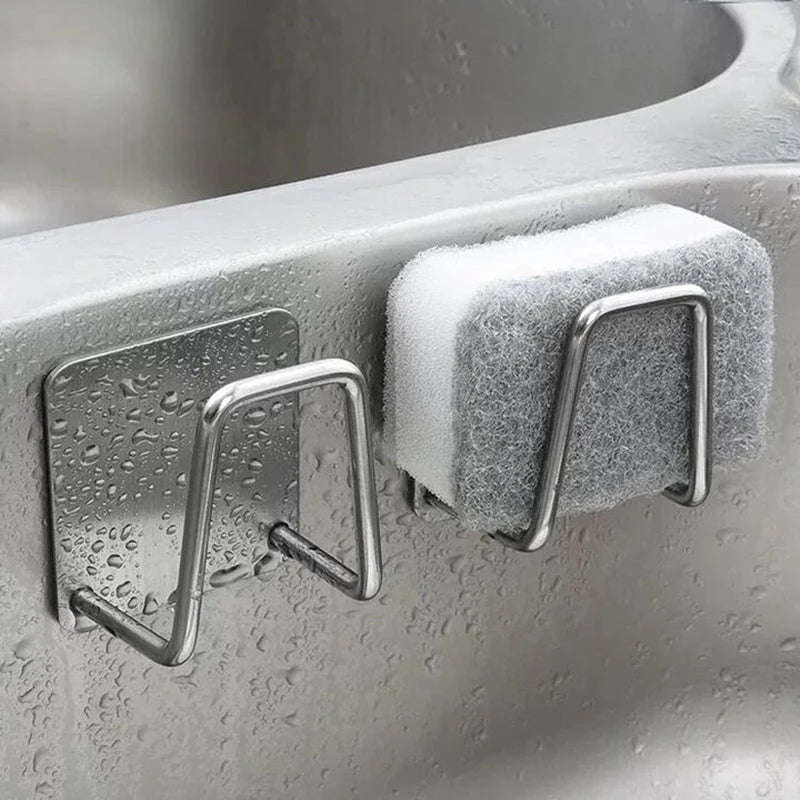 Self adhesive sink drain rack